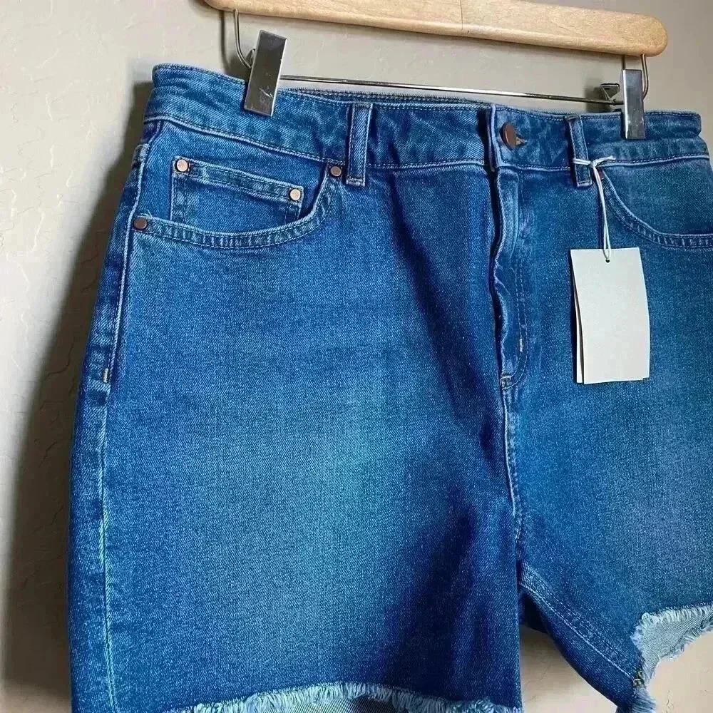 Boden Salcombe Denim Shorts 4"‎ Inseam Frayed Hem Medium Blue Wash Cotton 8 NWT - Picture 5 of 9